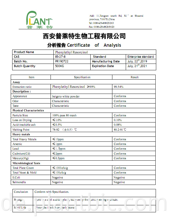 PLANTBIO Factory Supply Hautaufhellung Phenylethyl Resorcinol